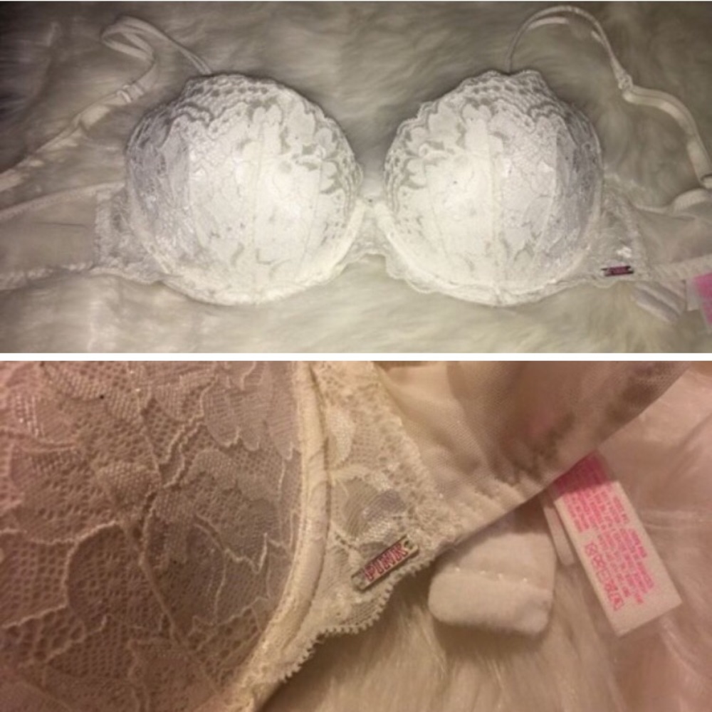 Victoria secret PINK white lace bra 32C